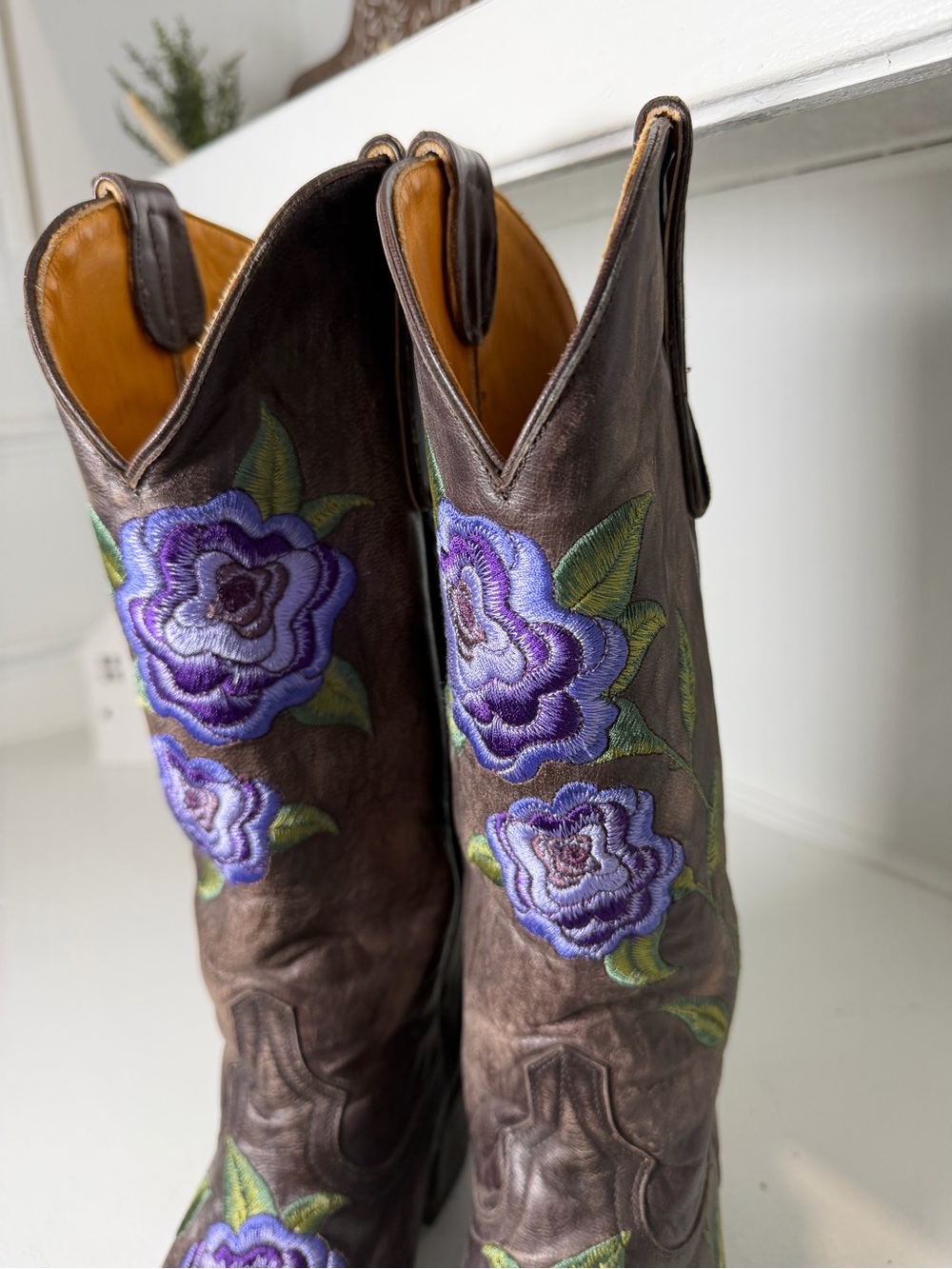 Old Gringo Womens 8B Brown Leather Floral Embroidered Cowboy Boots Western - Picture 4 of 9